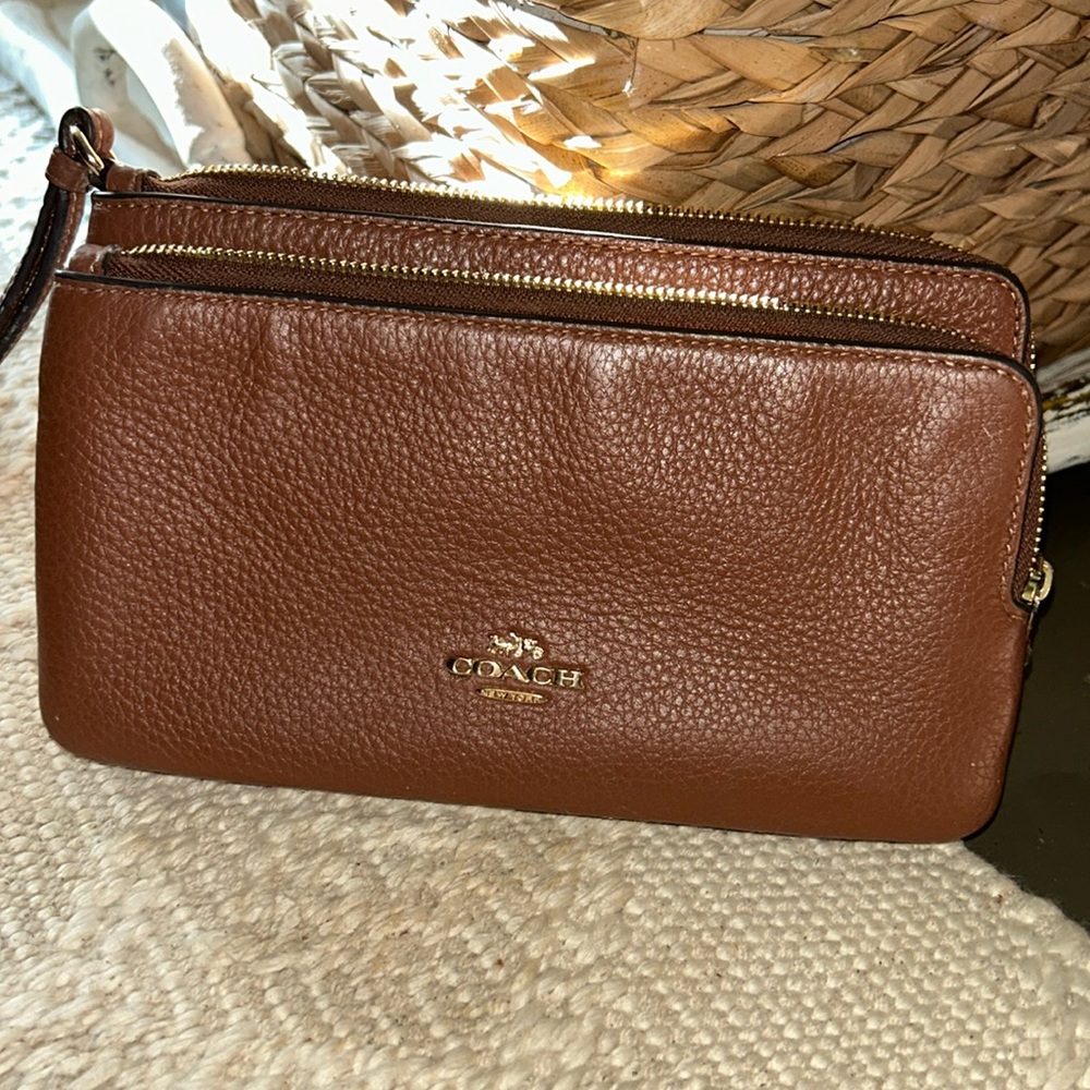Brown coach wristlet